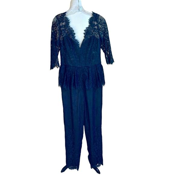 NWT Marchesa Notte black lace jumpsuit sz 10 - Picture 3 of 7